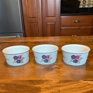 Vintage Set of 3 Royal Worcester Evesham Gold Ramekins - 4 Oz.